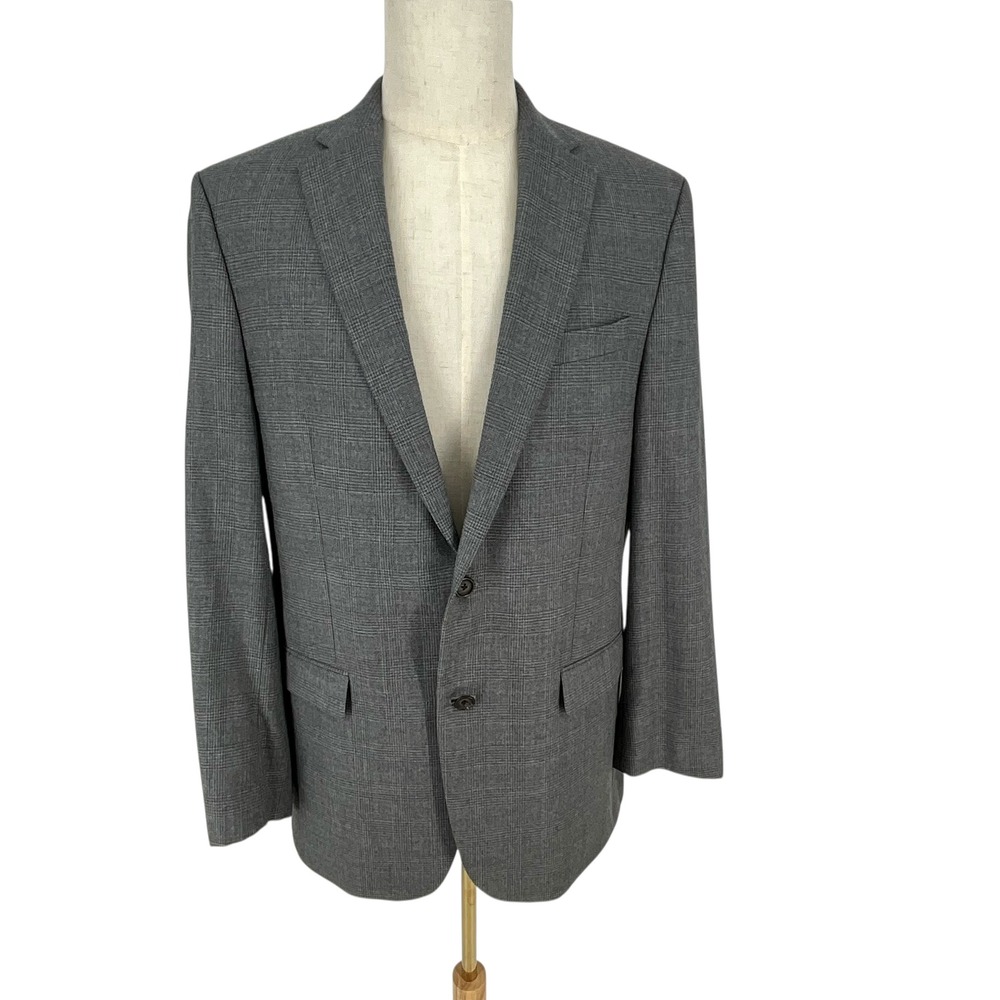 Ralph Lauren LAUREN Men's Grey Glen Plaid Wool Blazer Sport Coat 42L